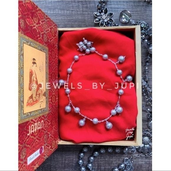 Upcycled Elegant Handmade Silver Glass Pearls with Glass Beads Necklace - Picture 1 of 4